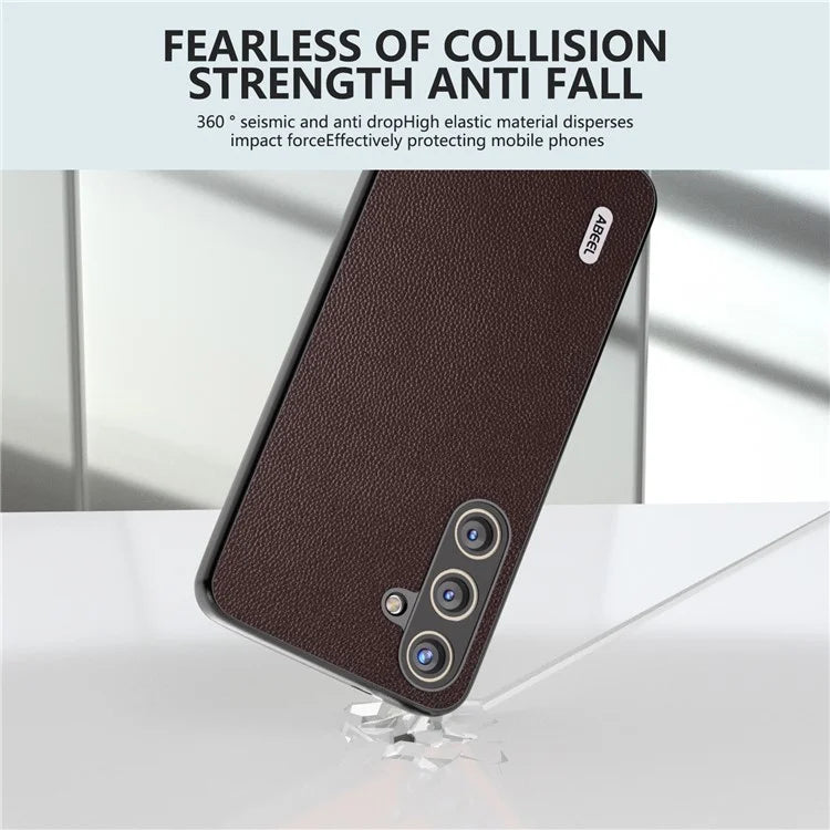 ABEEL For Samsung Galaxy S24+ Case Genuine Cow Leather+PC Scratch-resistant Smart Phone Shell