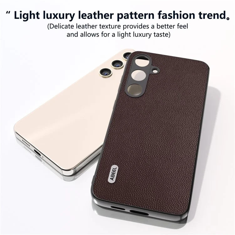ABEEL For Samsung Galaxy S24+ Case Genuine Cow Leather+PC Scratch-resistant Smart Phone Shell