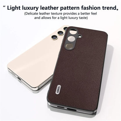 ABEEL For Samsung Galaxy S24+ Case Genuine Cow Leather+PC Scratch-resistant Smart Phone Shell