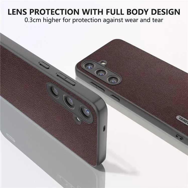 ABEEL For Samsung Galaxy S24+ Case Genuine Cow Leather+PC Scratch-resistant Smart Phone Shell