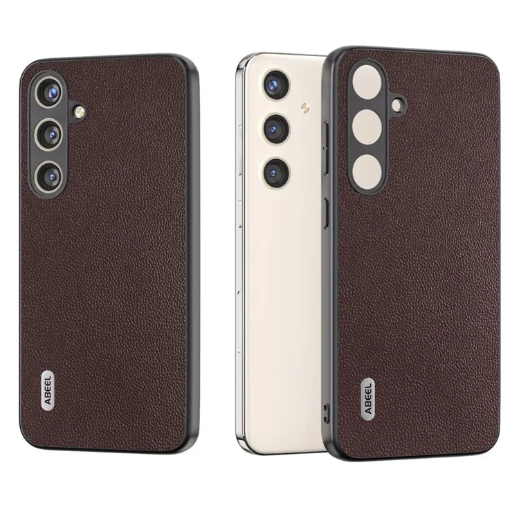 ABEEL For Samsung Galaxy S24+ Case Genuine Cow Leather+PC Scratch-resistant Smart Phone Shell