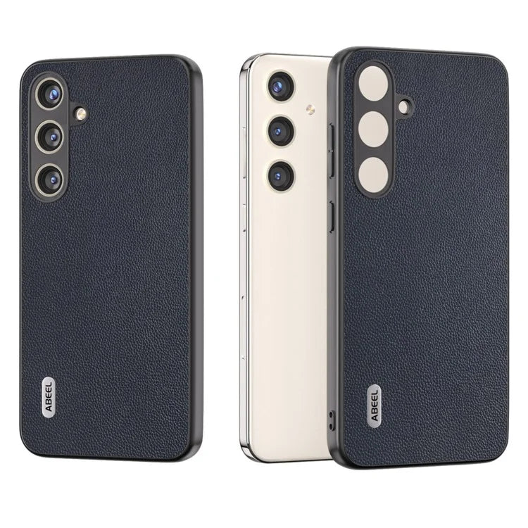 ABEEL For Samsung Galaxy S24+ Case Genuine Cow Leather+PC Scratch-resistant Smart Phone Shell