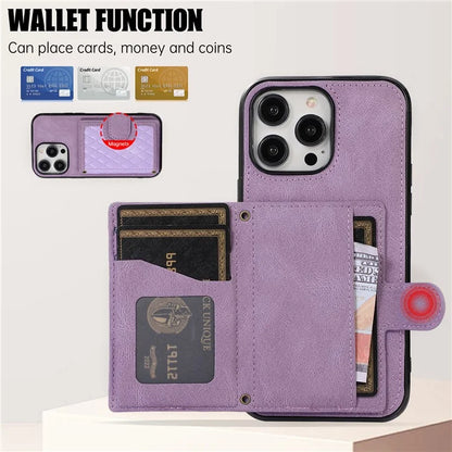 For iPhone 14 Pro Max Case Leather TPU Cover with Back Card Holder Shoulder Strap