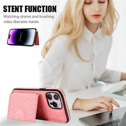 For iPhone 13 Pro Case Back Card Bag Leather TPU Cover with Shoulder Strap
