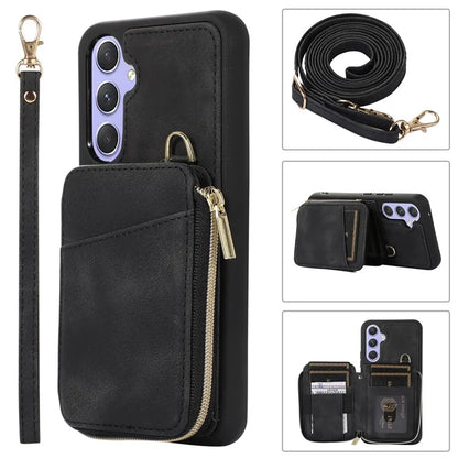 For Samsung Galaxy S24 Case Card Bag Leather TPU Back Cover with Strap