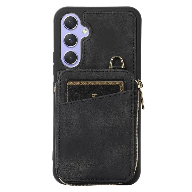 For Samsung Galaxy S24 Case Card Bag Leather TPU Back Cover with Strap