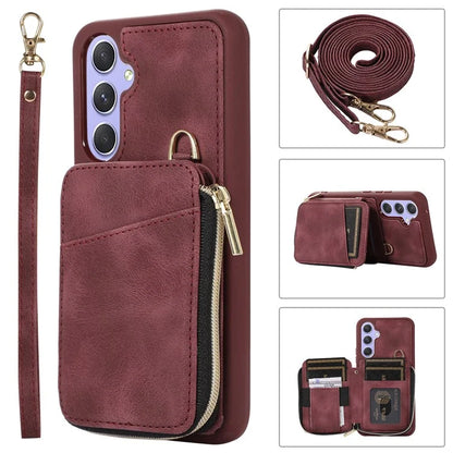 For Samsung Galaxy S24 Case Card Bag Leather TPU Back Cover with Strap