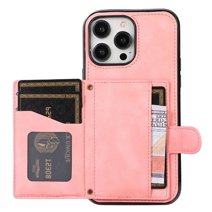 For iPhone 13 Pro Max Back Cover with Card Holder Stand Leather TPU Case
