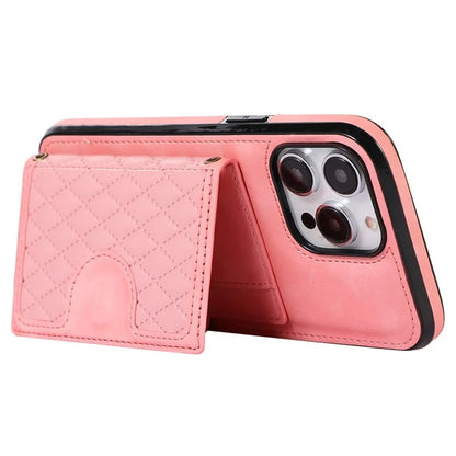 For iPhone 13 Pro Max Back Cover with Card Holder Stand Leather TPU Case