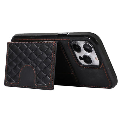 For iPhone 13 Pro Max Back Cover with Card Holder Stand Leather TPU Case