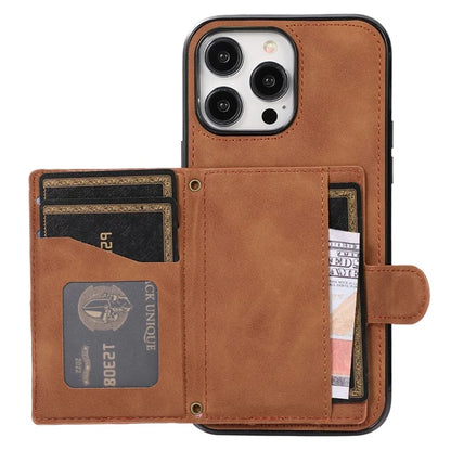 For iPhone 13 Pro Max Back Cover with Card Holder Stand Leather TPU Case