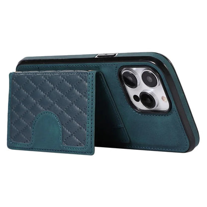 For iPhone 13 Pro Max Back Cover with Card Holder Stand Leather TPU Case