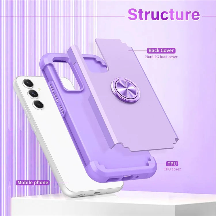 For Samsung Galaxy A34 5G Hybrid Case PC+TPU Phone Anti-shock Cover with Kickstand