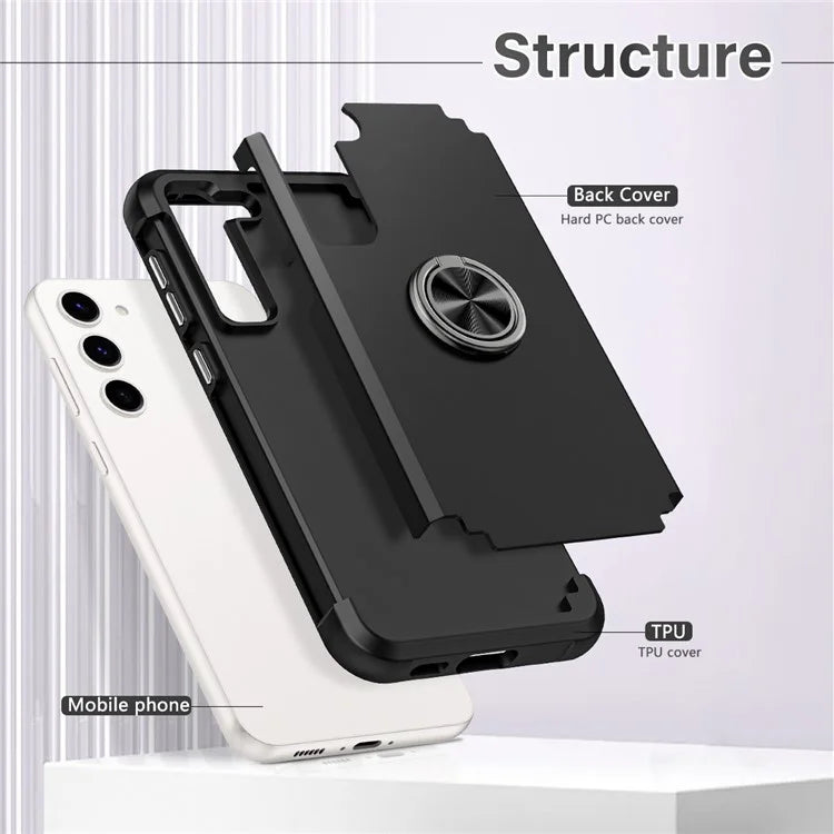 For Samsung Galaxy S24 Back Case Ring Kickstand Shockproof Phone Protective Cover