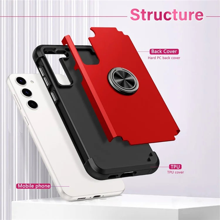 For Samsung Galaxy S24 Back Case Ring Kickstand Shockproof Phone Protective Cover