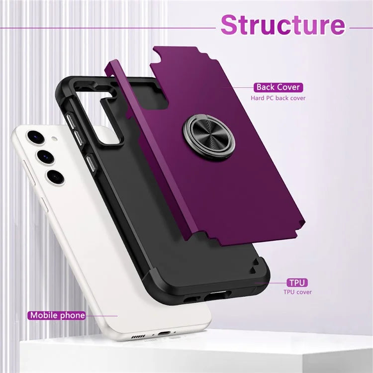 For Samsung Galaxy S24 Back Case Ring Kickstand Shockproof Phone Protective Cover