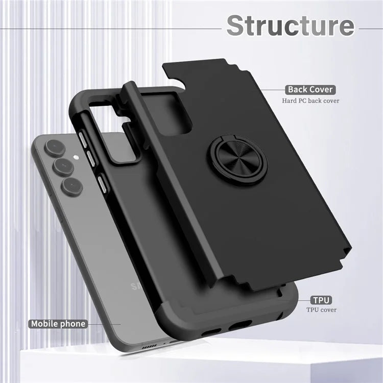 For Samsung Galaxy S23 FE Case with Ring Kickstand Anti-drop PC+TPU Back Cover