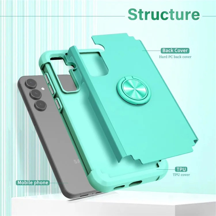 For Samsung Galaxy S23 FE Case with Ring Kickstand Anti-drop PC+TPU Back Cover
