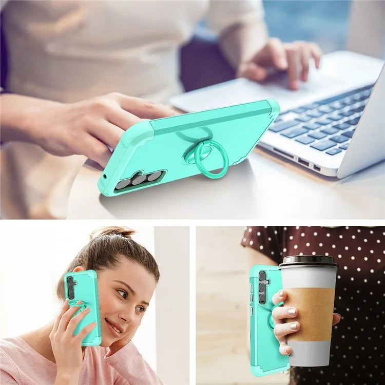 For Samsung Galaxy S23 FE Case with Ring Kickstand Anti-drop PC+TPU Back Cover