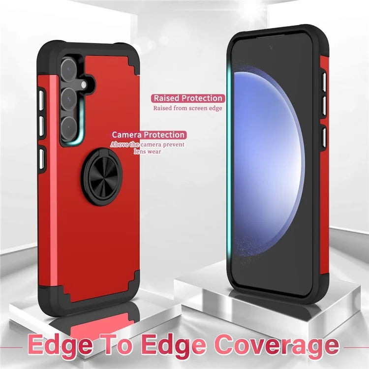 For Samsung Galaxy S23 FE Case with Ring Kickstand Anti-drop PC+TPU Back Cover