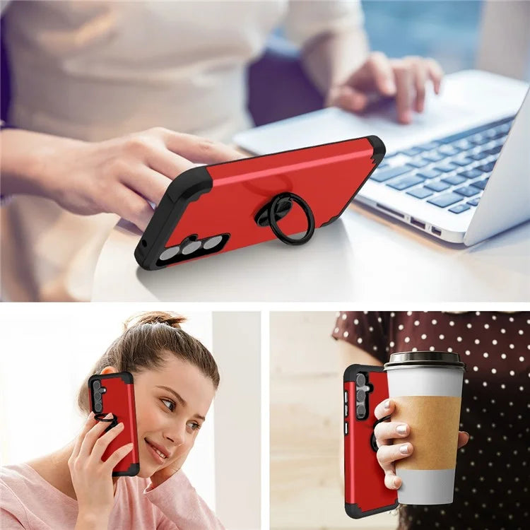For Samsung Galaxy S23 FE Case with Ring Kickstand Anti-drop PC+TPU Back Cover