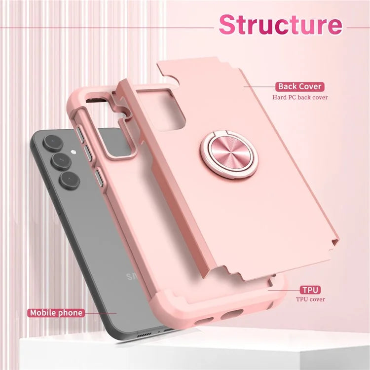 For Samsung Galaxy S23 FE Case with Ring Kickstand Anti-drop PC+TPU Back Cover