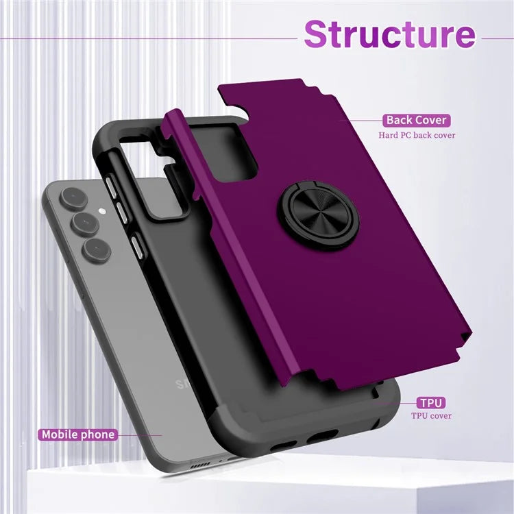 For Samsung Galaxy S23 FE Case with Ring Kickstand Anti-drop PC+TPU Back Cover