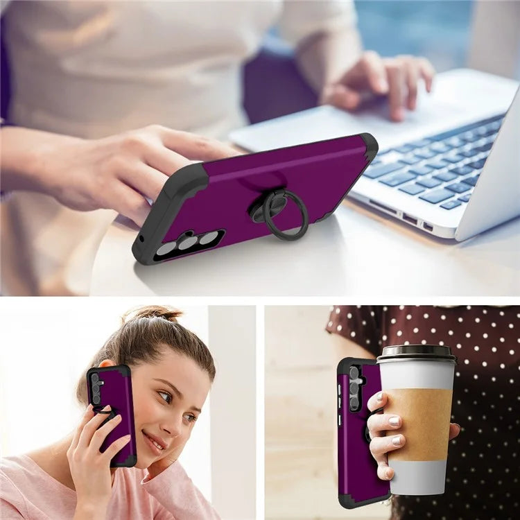 For Samsung Galaxy S23 FE Case with Ring Kickstand Anti-drop PC+TPU Back Cover