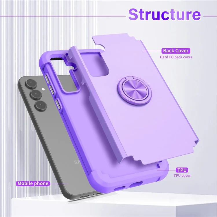 For Samsung Galaxy S23 FE Case with Ring Kickstand Anti-drop PC+TPU Back Cover