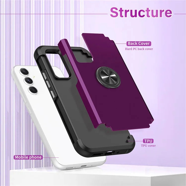 For Samsung Galaxy A15 5G Phone Case Back Cover with Finger Ring Kickstand