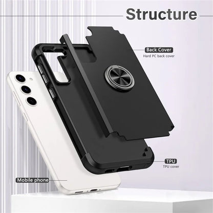 For Samsung Galaxy S23 Phone Case Ring Holder Shockproof PC+TPU Back Cover Protector