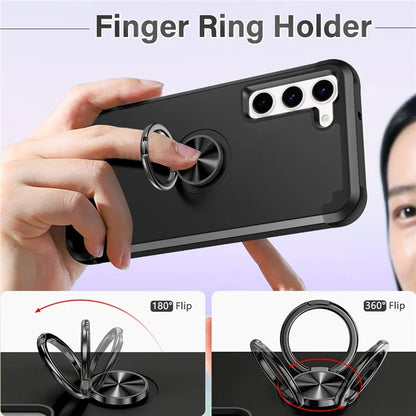 For Samsung Galaxy S23 Phone Case Ring Holder Shockproof PC+TPU Back Cover Protector
