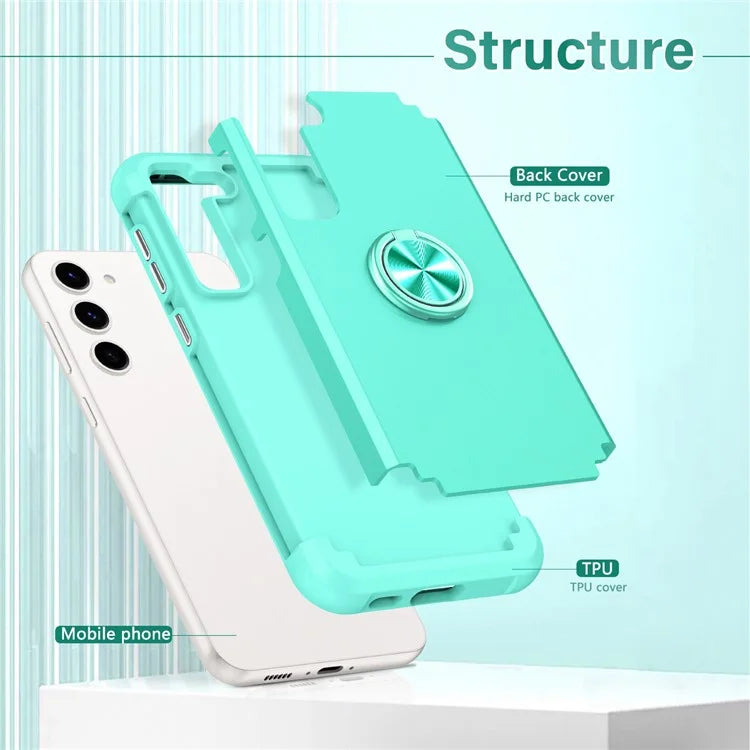For Samsung Galaxy S23 Phone Case Ring Holder Shockproof PC+TPU Back Cover Protector