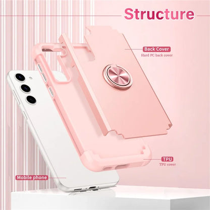 For Samsung Galaxy S23 Phone Case Ring Holder Shockproof PC+TPU Back Cover Protector