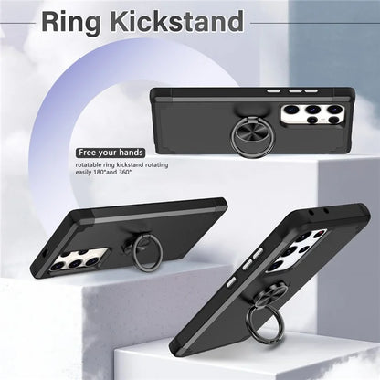 For Samsung Galaxy S23 Ultra Case Drop-proof PC+TPU Shockproof Back Cover with Kickstand