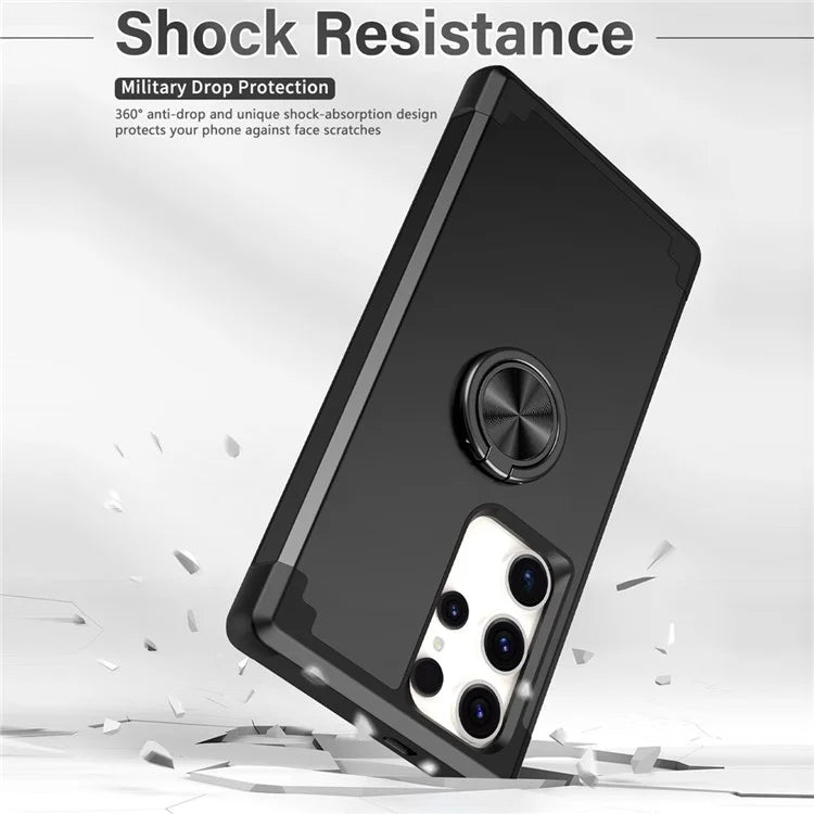 For Samsung Galaxy S23 Ultra Case Drop-proof PC+TPU Shockproof Back Cover with Kickstand