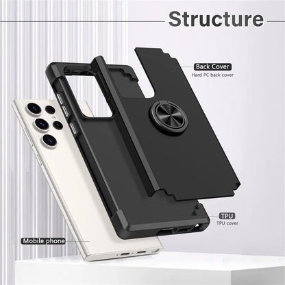 For Samsung Galaxy S23 Ultra Case Drop-proof PC+TPU Shockproof Back Cover with Kickstand