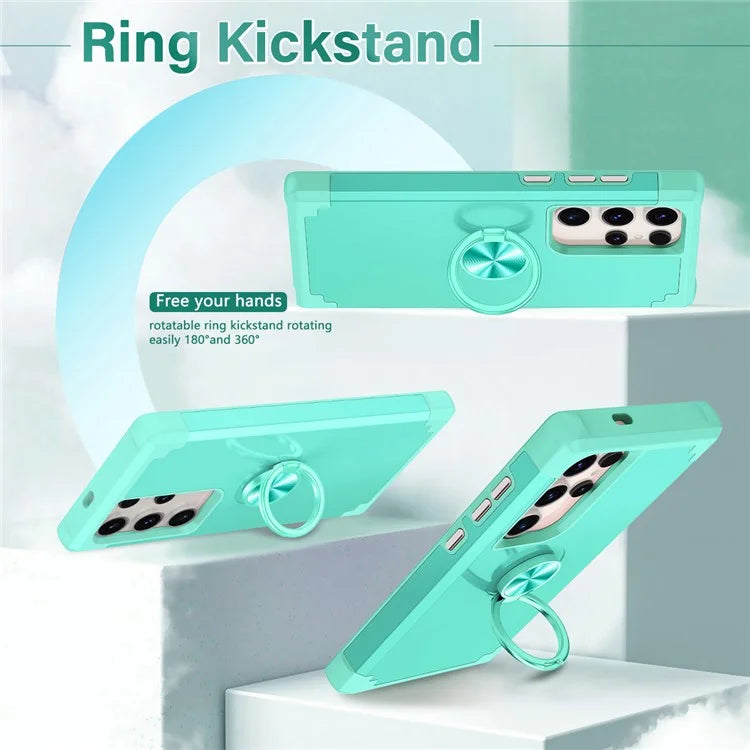 For Samsung Galaxy S23 Ultra Case Drop-proof PC+TPU Shockproof Back Cover with Kickstand