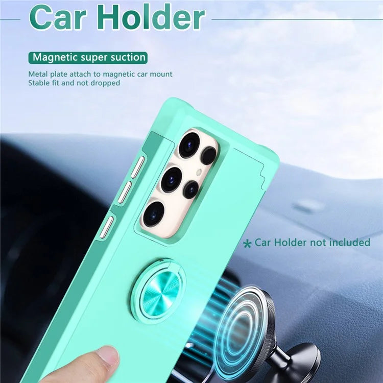 For Samsung Galaxy S23 Ultra Case Drop-proof PC+TPU Shockproof Back Cover with Kickstand