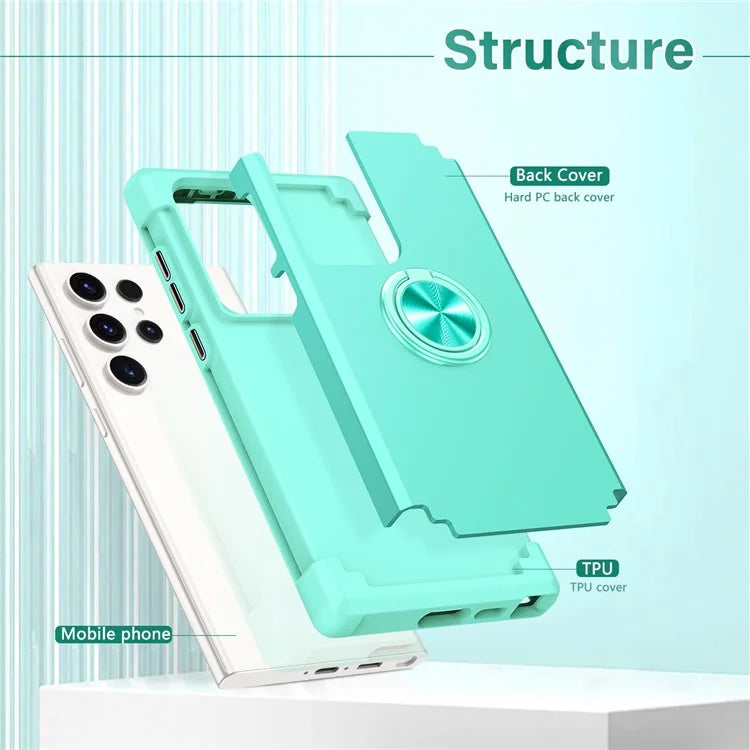 For Samsung Galaxy S23 Ultra Case Drop-proof PC+TPU Shockproof Back Cover with Kickstand