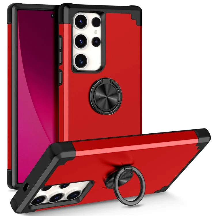 For Samsung Galaxy S23 Ultra Case Drop-proof PC+TPU Shockproof Back Cover with Kickstand