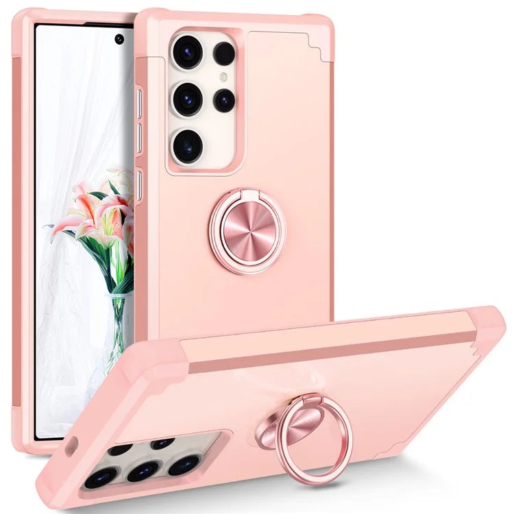 For Samsung Galaxy S23 Ultra Case Drop-proof PC+TPU Shockproof Back Cover with Kickstand