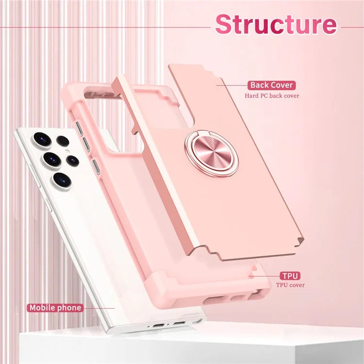 For Samsung Galaxy S23 Ultra Case Drop-proof PC+TPU Shockproof Back Cover with Kickstand