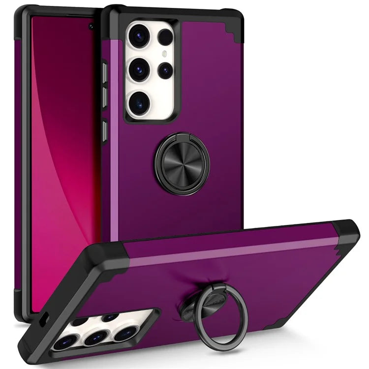 For Samsung Galaxy S23 Ultra Case Drop-proof PC+TPU Shockproof Back Cover with Kickstand