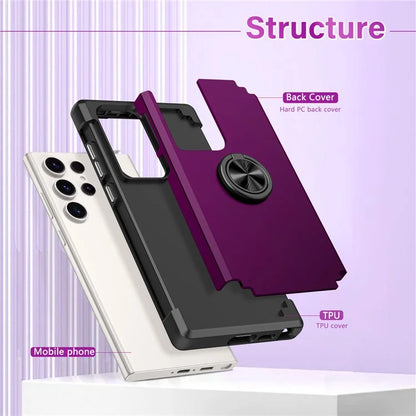 For Samsung Galaxy S23 Ultra Case Drop-proof PC+TPU Shockproof Back Cover with Kickstand