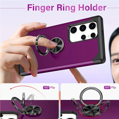 For Samsung Galaxy S23 Ultra Case Drop-proof PC+TPU Shockproof Back Cover with Kickstand