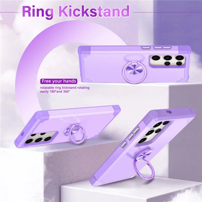For Samsung Galaxy S23 Ultra Case Drop-proof PC+TPU Shockproof Back Cover with Kickstand