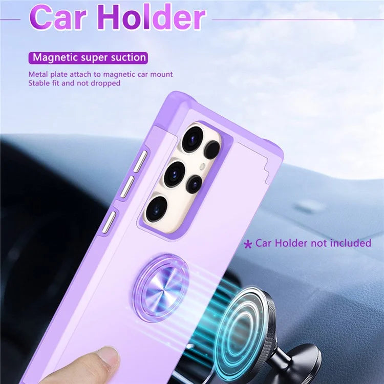For Samsung Galaxy S23 Ultra Case Drop-proof PC+TPU Shockproof Back Cover with Kickstand