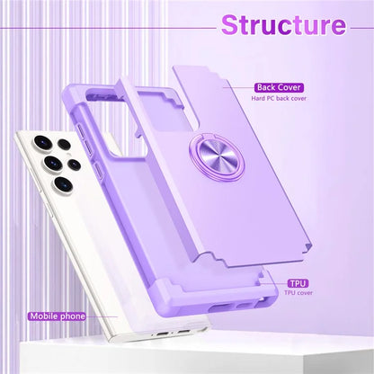 For Samsung Galaxy S23 Ultra Case Drop-proof PC+TPU Shockproof Back Cover with Kickstand