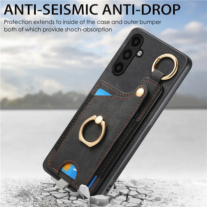For Samsung Galaxy A13 5G Back Case with Card Holder, Ring Support Car Mount Friendly